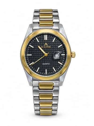 Men's Luxury Gold & Silver Two Tone Watch – Quartz, Date, Waterproof