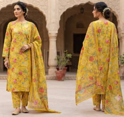 Women's 02 PCs(Kameez Shalwar)Unstitched Lawn