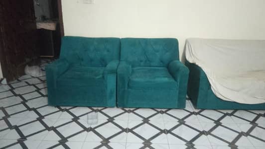 5 seater sofa set in a blue colour velvet