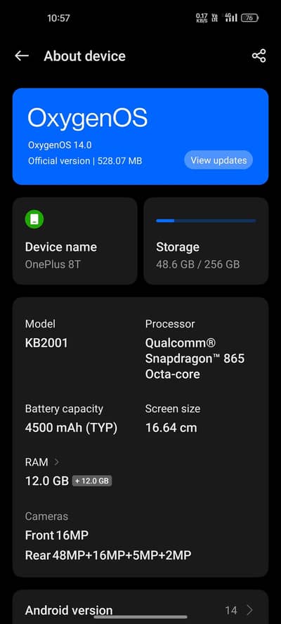 OnePlus 8T 12/256 PTA proved