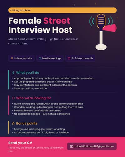 Role: Female Street Interview Host