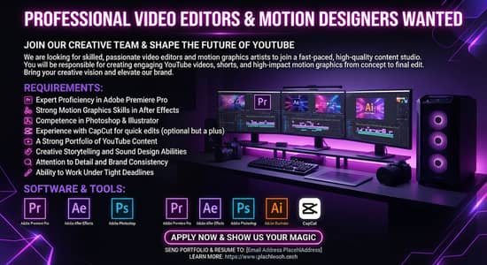 Looking for a YouTube Video Editor ( ON SITE )