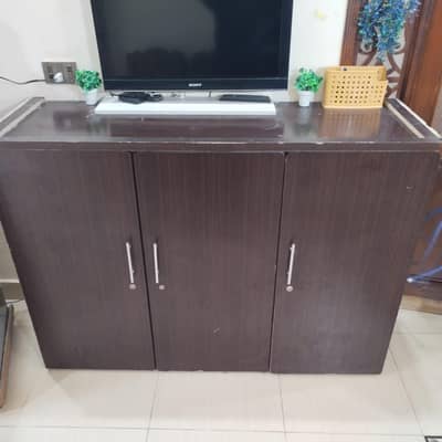 3 Door Wooden Cabinet / Wardrobe – Used