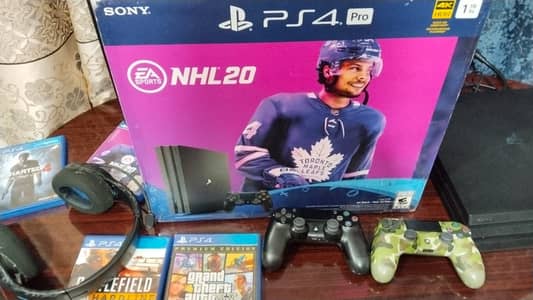 PS4 Pro 1TB Jet Black with 2 controller, GTA 5 ,complete accessories