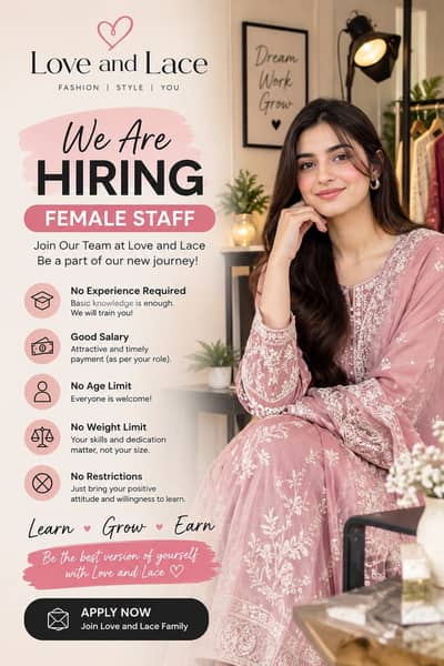 We’re Hiring Female staff