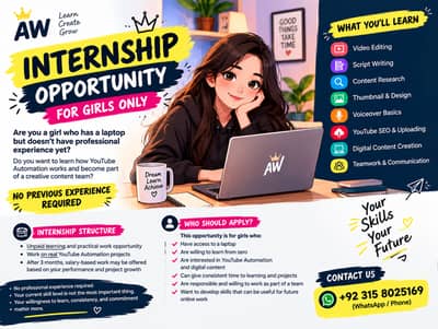 Girls Only YouTube Content Creation Internship No Experience Required