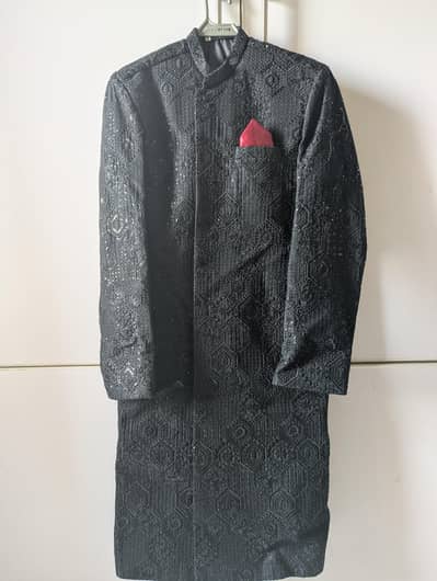 Groom sherwani black