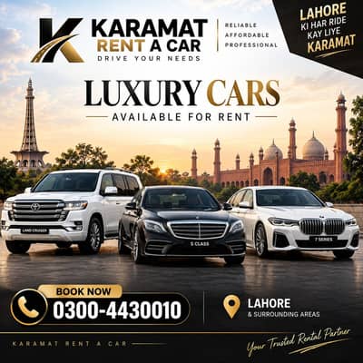 Luxury Cars On Rent A Car BMW Mercedes Jaecoo Car Rental in Lahore V8