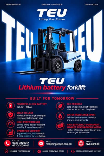 Electric Forklift TEU | Heavy Duty | Lithium Battery | Industrial Use