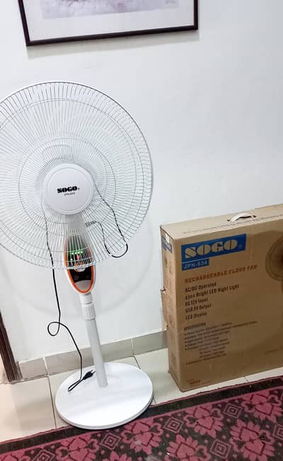 Brand New Nox Packed Sogo Rechargeable Floor Fan