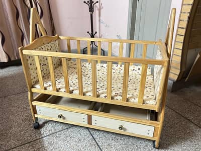 wooden baby cot