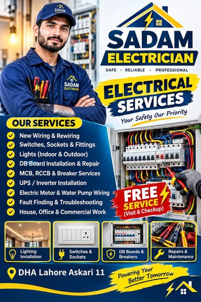 24 Hour Electrician Service in Lahore - Sadam Home Services