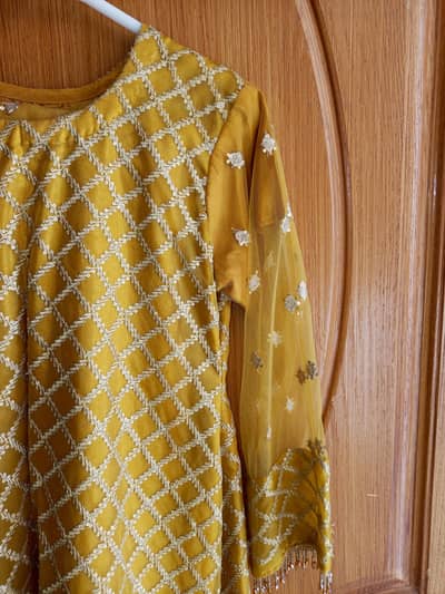 Mustard Golden Embroidered 3-Piece Party Wear Suit with Dupatta