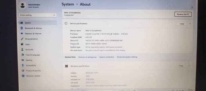 HP Compaq laptop i7 4th 4gb 2.5 to 3 hours battery backup