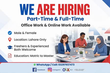 WE ARE HIRING MALES AND FEMALS STAFF FOR OFFIEC AND PART TIME WORK