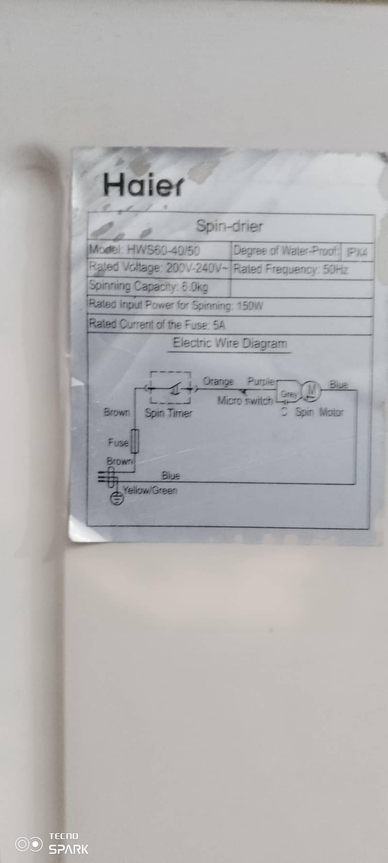 (Spin Dryer) 6