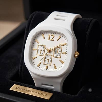 "Premium White & Gold Stylish Sports/Casual Watch - Limited Stock")