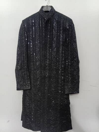 Black Wedding Sherwani with Turban and shoes | 1 time used | Perfect