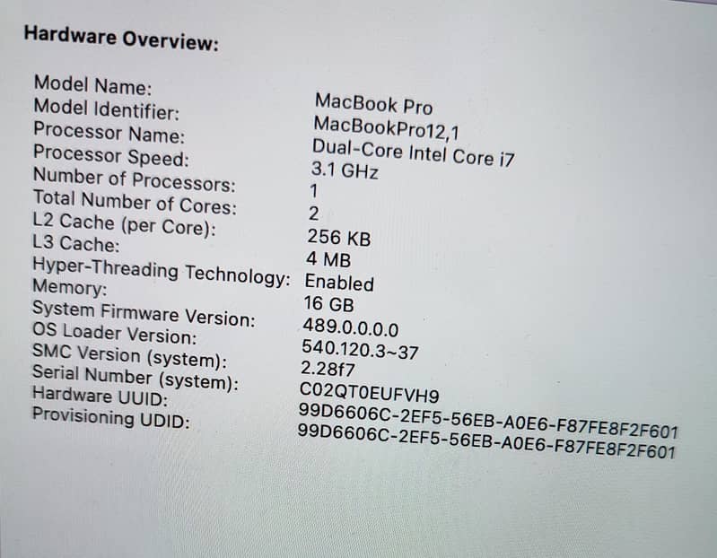 MacBookPro 2015 Retina, |16 GB|500 GB| 11