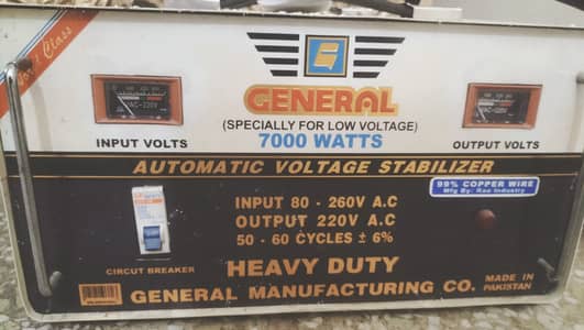 General Automatic Voltage Stabilizer – 7000 Watts (Heavy Duty)
