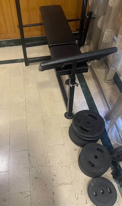 Bench press | 46 kg Rubber plates | Barbell Gloves /Home Gym