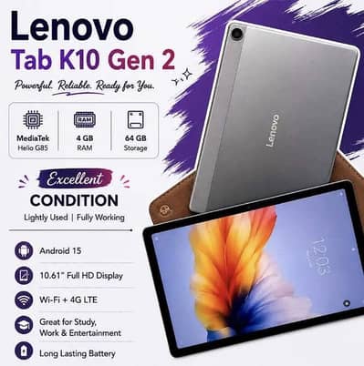 New Lenovo K10 2nd Gen 4gb/128gh 4g LTE Calling Tab Android 15