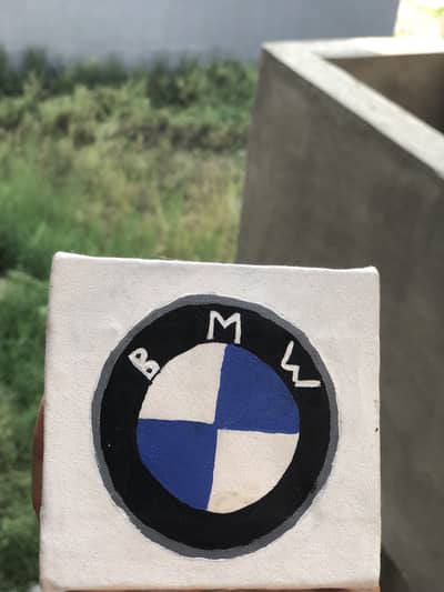 4 Handmade Mini Paintings - Car Logo Aeroplane Art
