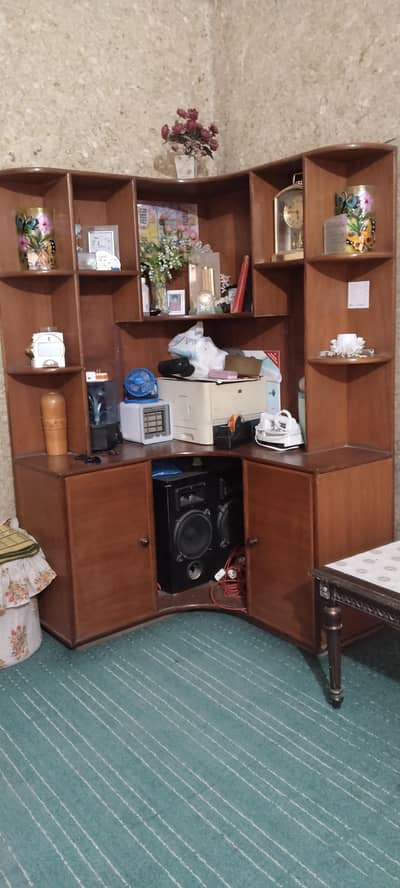 wooden corner showcase