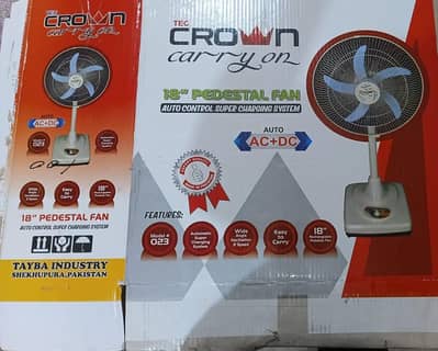 Crown Rechargeable Fan (AC+DC) 18"