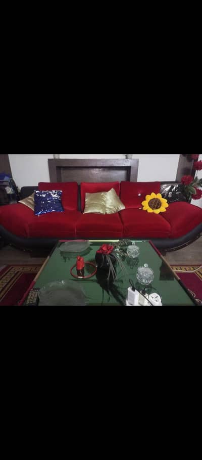 sofa set 3+2+1 Red and black big size