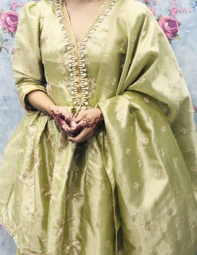 Peplum frock with plazo and dupatta