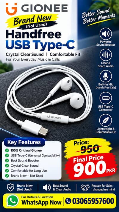 Gionee USB Type-C Handfree | Brand New