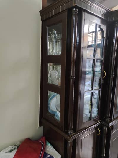 Large Wooden Crockery Cabinet / Showcase – Dark Brown