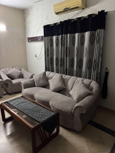 5 Seater Sofa Set, New Like Condition, Grey Silver Color