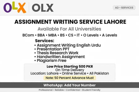 assignment written service Lahore
