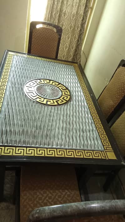 6 Seater Dining Table Set - Diyaar Wood - 6 Chairs Newly Cushioned - G
