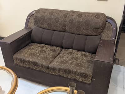 321 sofa set, dark brown + gold.