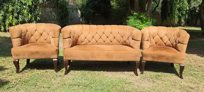 4 seater sofa set caramel velvet poshish.