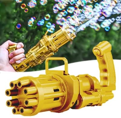 Golden 8 Hole Bubble Gun For Kids & Parties