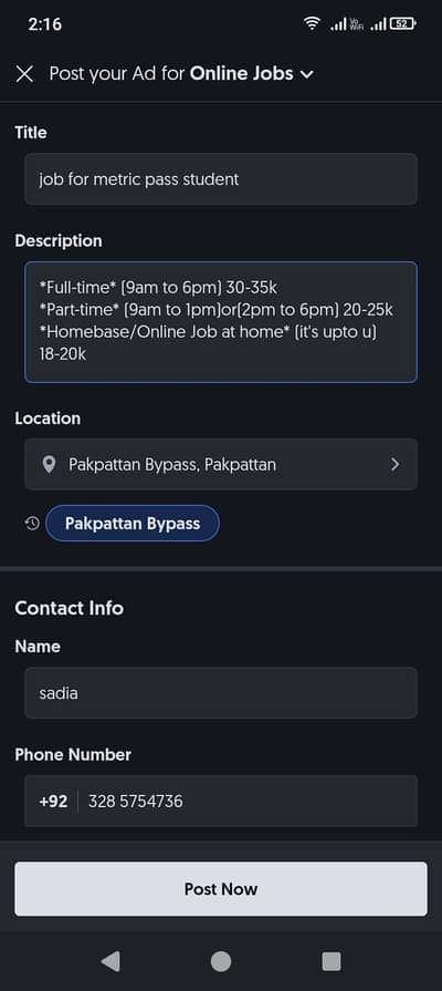 job for metric pass student