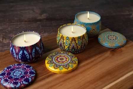 Decorative Mandala Metal Tin Boxes with Lids