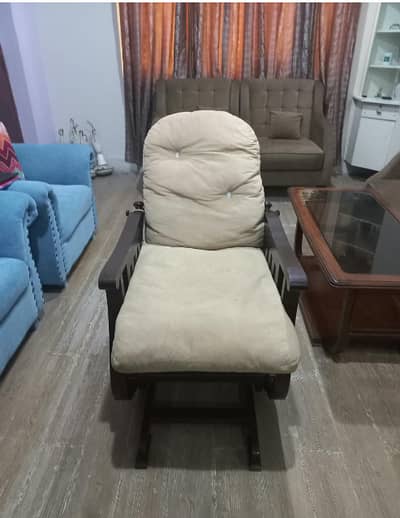 Comfortable Wooden Rocking Chair with Soft Cushion