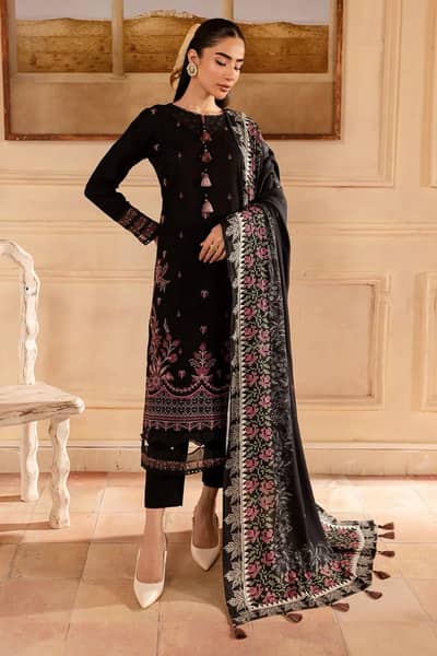 Dhanak 3 PC unstitched ladies suit embroidered