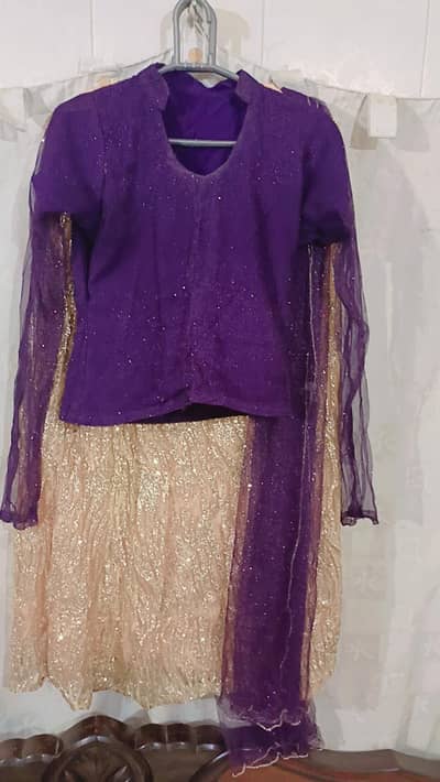 Beautiful Purple & Golden Embroidered Party Wear Dress for Sale