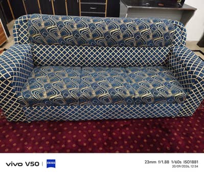 Royal blue and gold style sofa 7 seater love seat