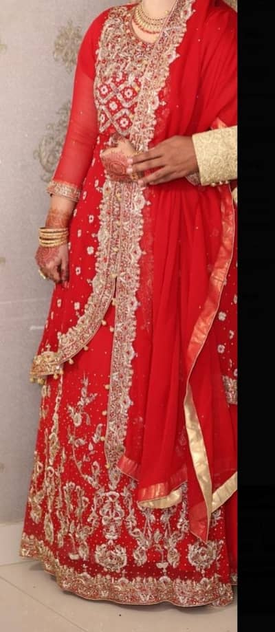 Bridal lehnga with tailed frock