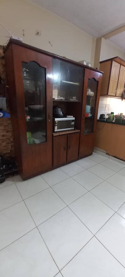 3 Door Wooden Crockery Showcase / Divider - For Sale