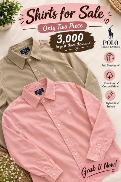Polo Pack of 2 Full Sleeves Shirts - Rs 3000 - Men
