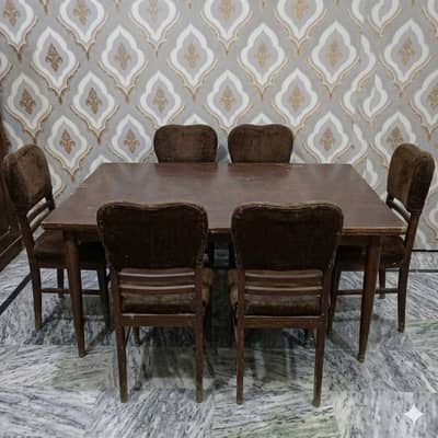 8-Chair Large Wooden Dining Table Set (Size: 6x3.5 Feet) for Sale