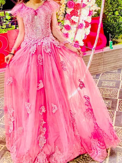 Pink Coloured Barbie maxi Frock-Adjustable Size-One time used-like New
